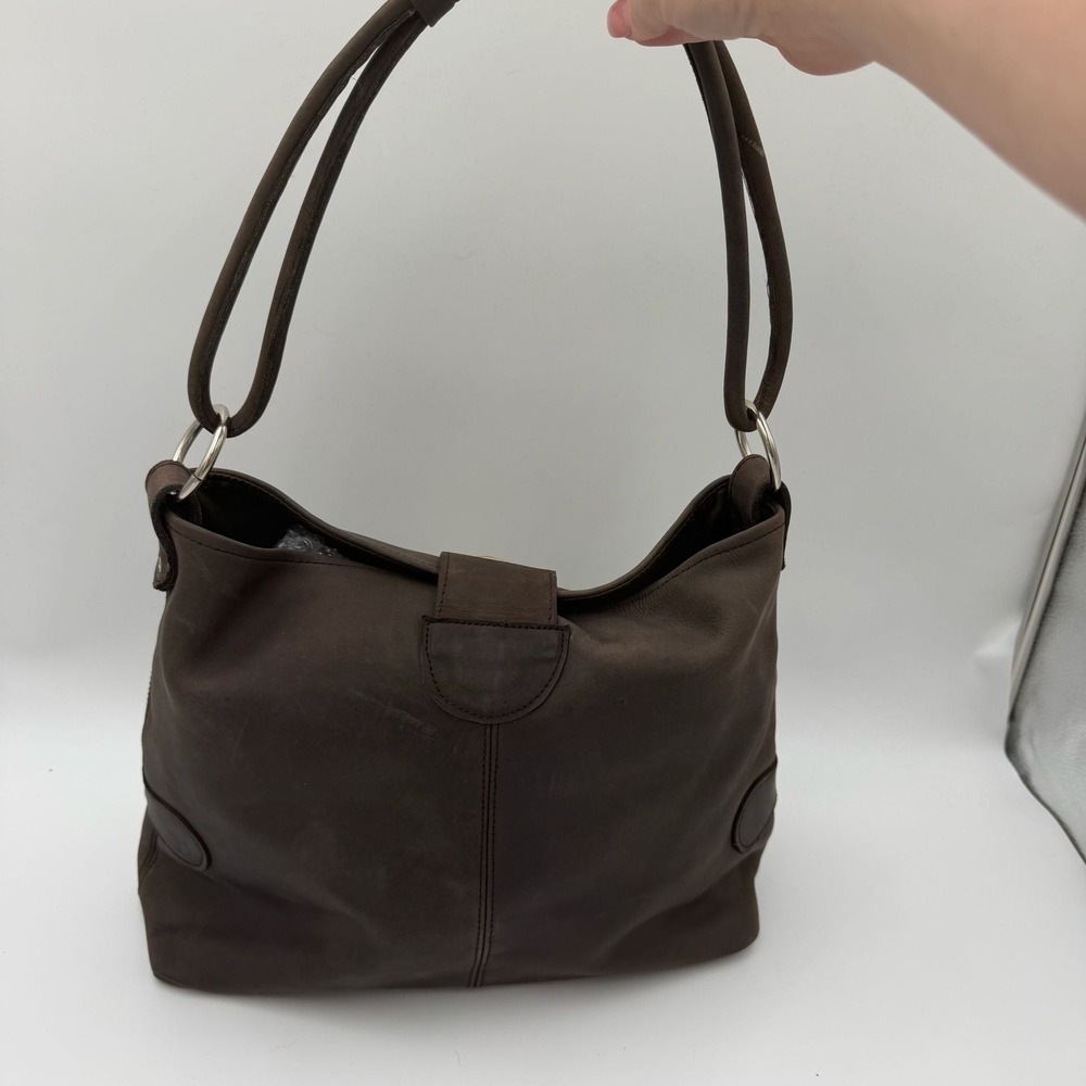 Annabelle Thom Kenya Shoulder Bag Brown Leather Horn Accents Boho Handcrafted - Picture 2 of 10